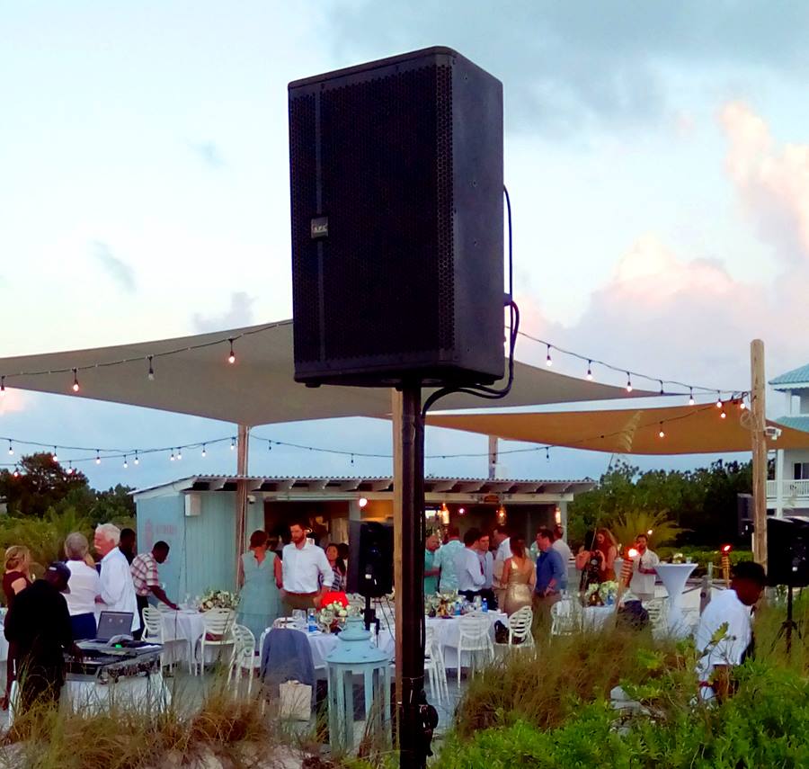 Part of our Do It Yourself (D.I.Y.) audio system setup for the Solana/Johnson wedding at the Beach House on Providenciales, TCI 
